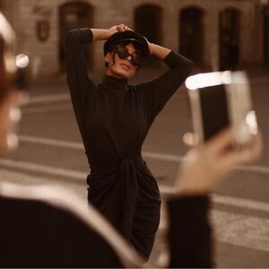 AUDREY LEIGHTON VINTAGE | WRAP DRESS | MARL GREY GRAY | S-M